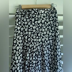 Zara Navy & White Floral Midi Skirt